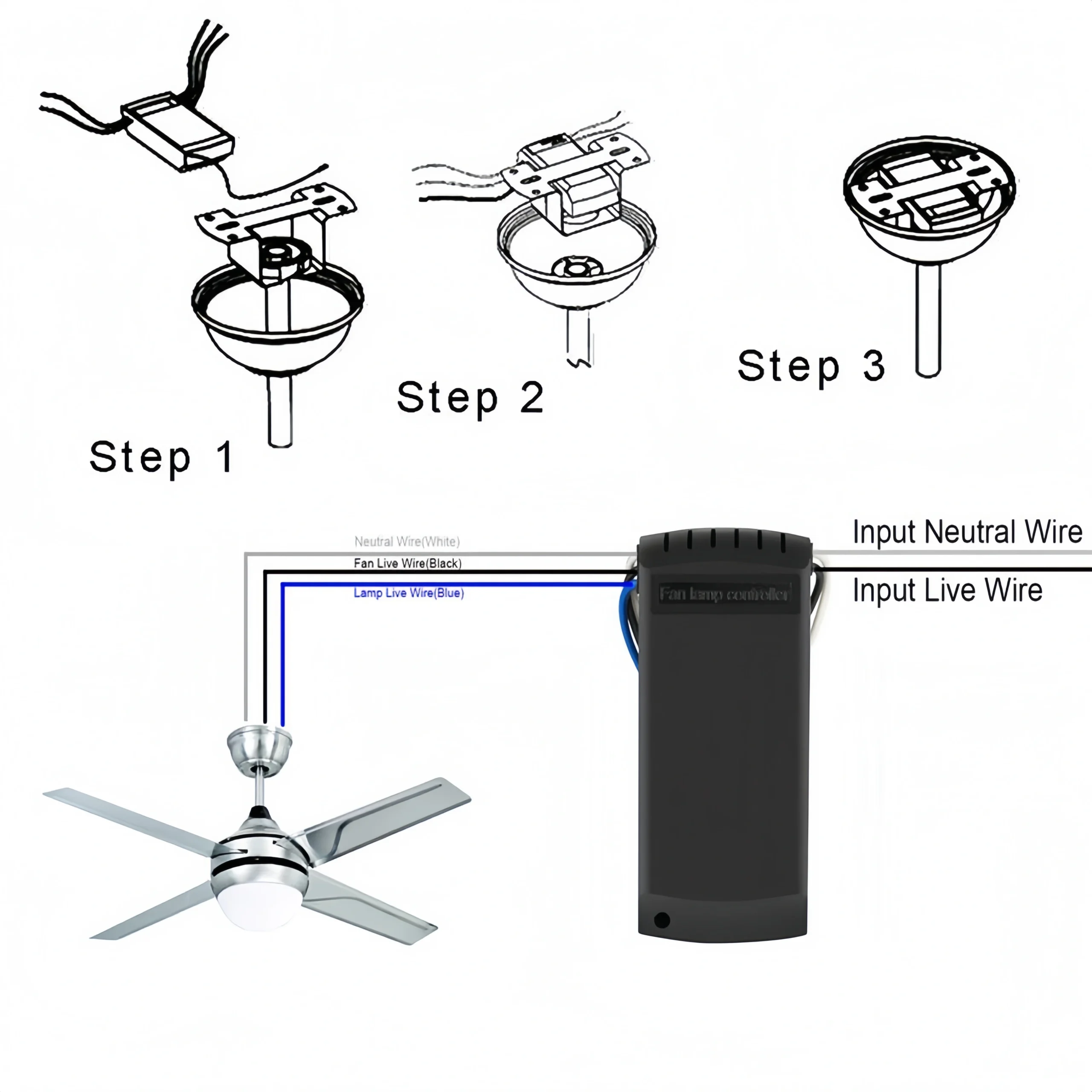 Universal Ceiling Fan Lamp Light Remote Control Receiver Kit Timing Wireless 15M - Image 2