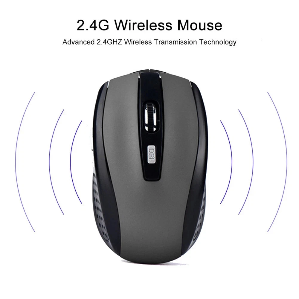2.4GHz Wireless Optical Mouse with USB Receiver | Adjustable 1600 DPI for PC & Laptop