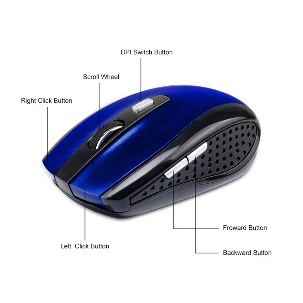 2.4GHz Wireless Optical Mouse with USB Receiver | Adjustable 1600 DPI for PC & Laptop