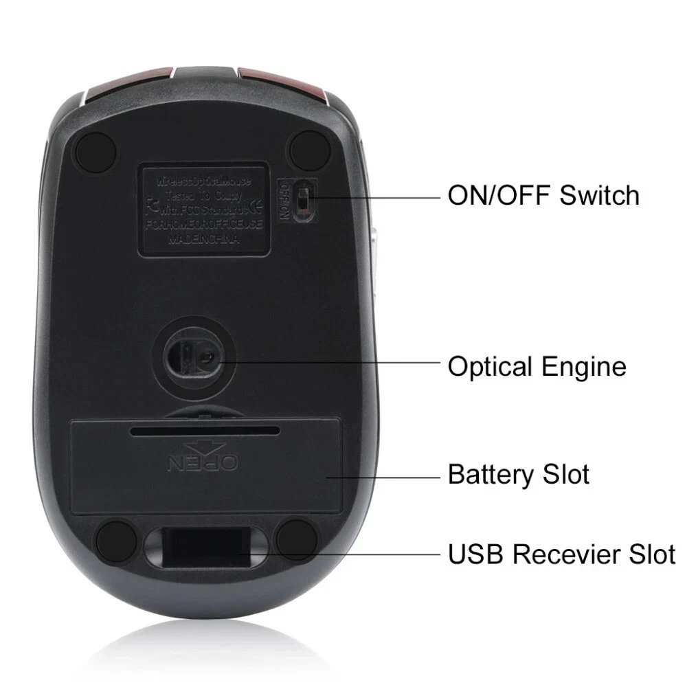 2.4GHz Wireless Optical Mouse with USB Receiver | Adjustable 1600 DPI for PC & Laptop
